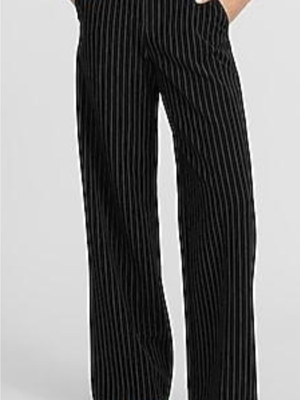 Express Black Pinstripe Mid- Rise Wide-Leg Trousers